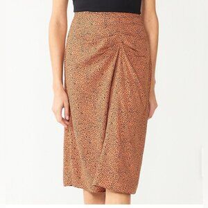 Nine West Ruched Midi Skirt Leopard Women’s M